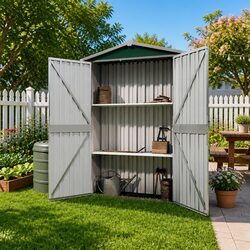 Compact Green Garden Shed for Outdoor Organization