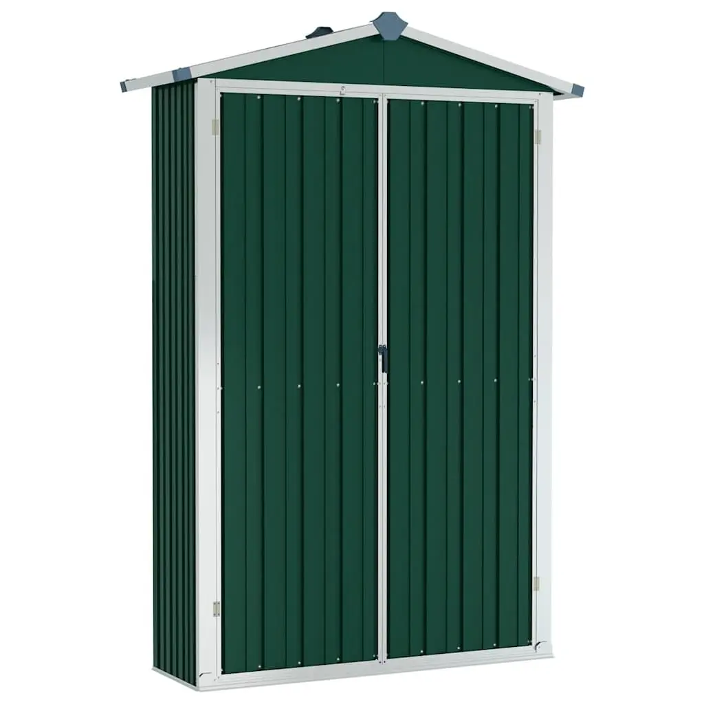 Garden Shed Green 116x45x175cm Galvanised Steel Doors Shelves