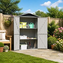Compact Anthracite Garden Storage Shed 116x45x175 cm
