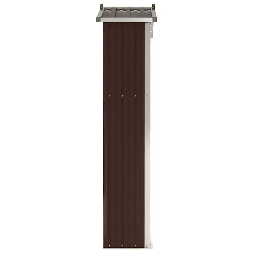 Garden Shed Brown Galvanised Steel Double Doors Shelves Outdoor Storage