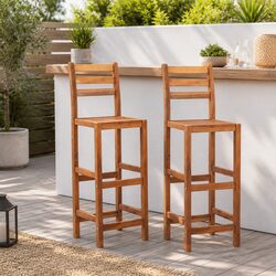Wooden Bar Stools Set of 2 - Durable and Stylish