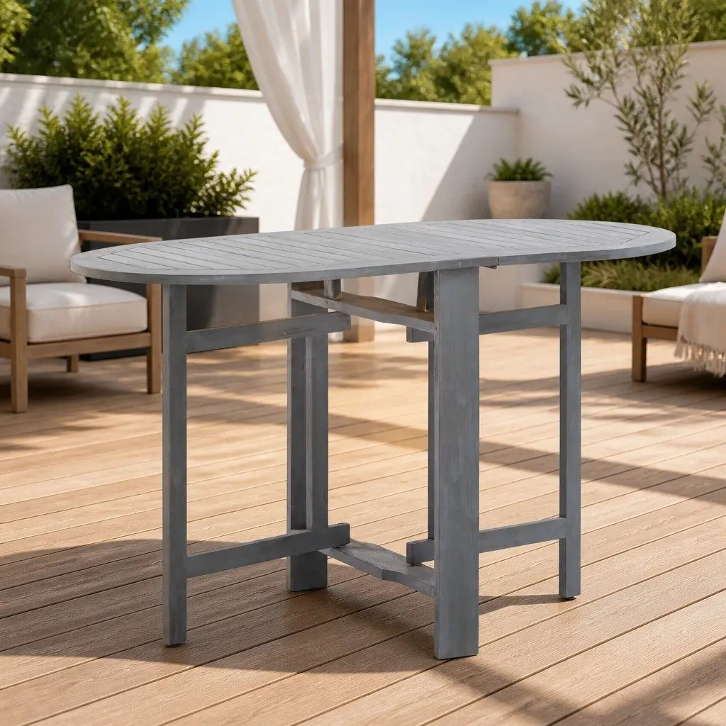 Grey Outdoor Dining Table in Solid Acacia Wood