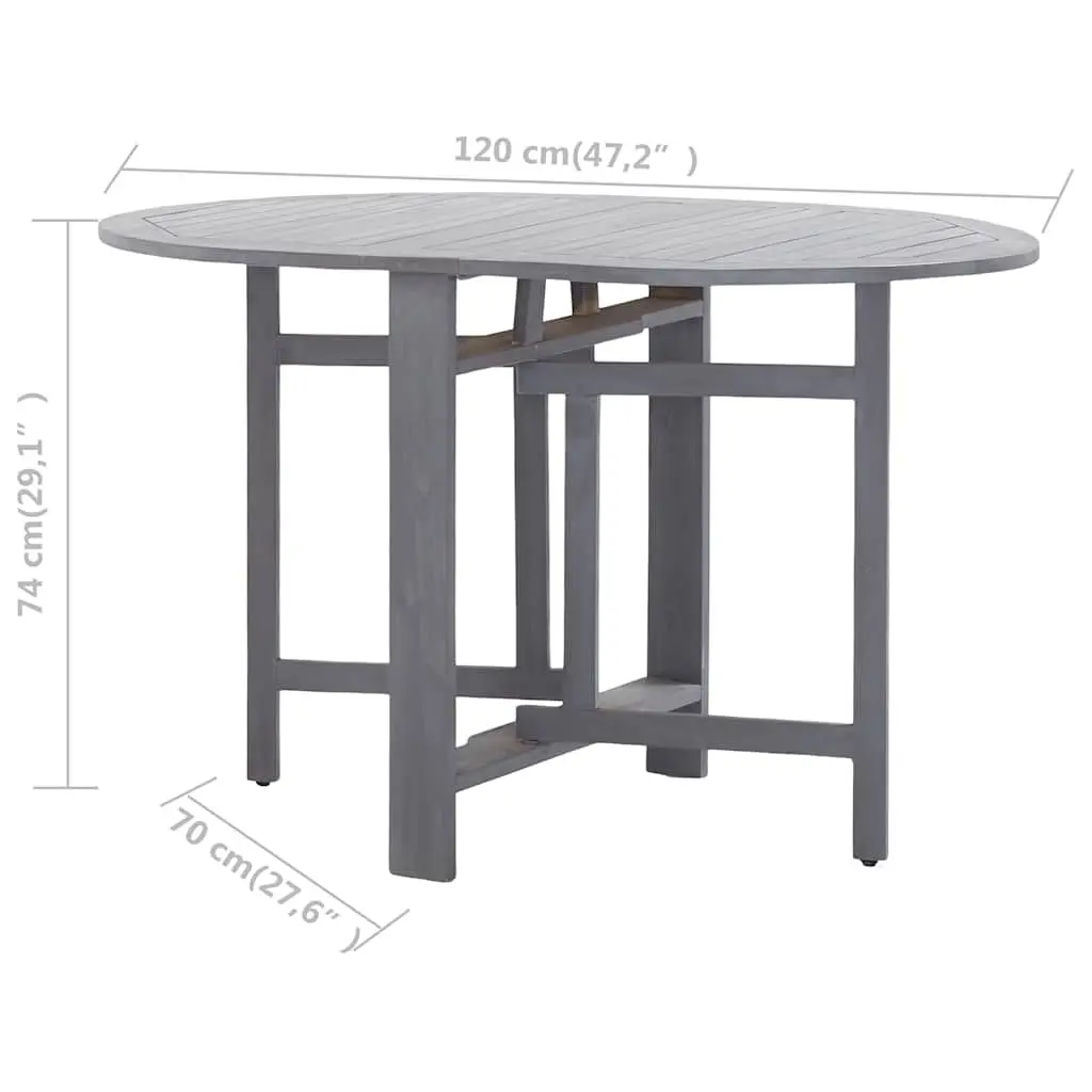 Grey Outdoor Dining Table in Solid Acacia Wood
