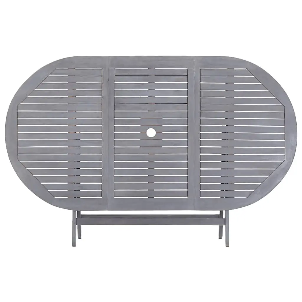 Folding Outdoor Dining Table Grey Garden Furniture Patio Acacia Wood Solid