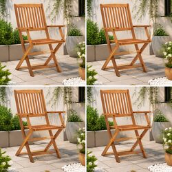 4-Piece Brown Folding Outdoor Chair Set for Casual Use