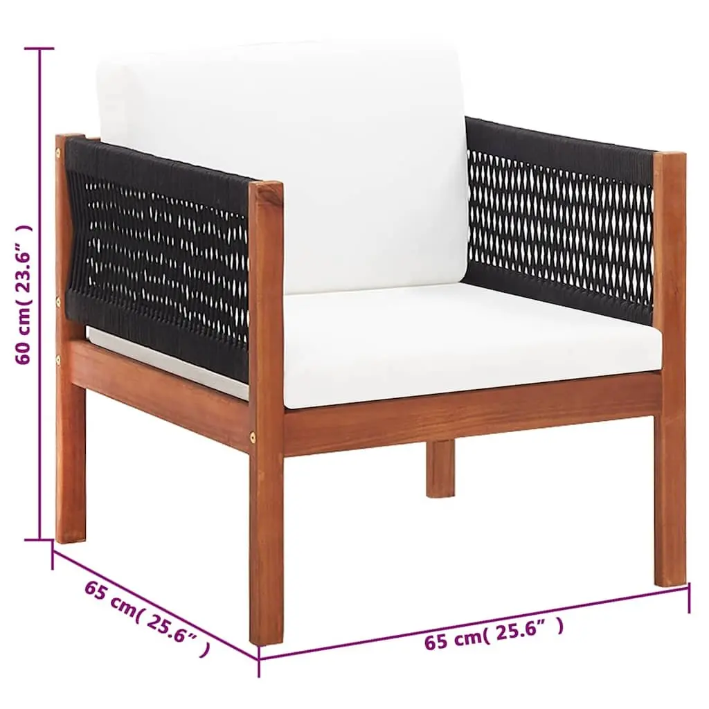 4 Piece Garden Lounge Set Acacia Wood Outdoor Furniture Chairs Sofa Coffee Table