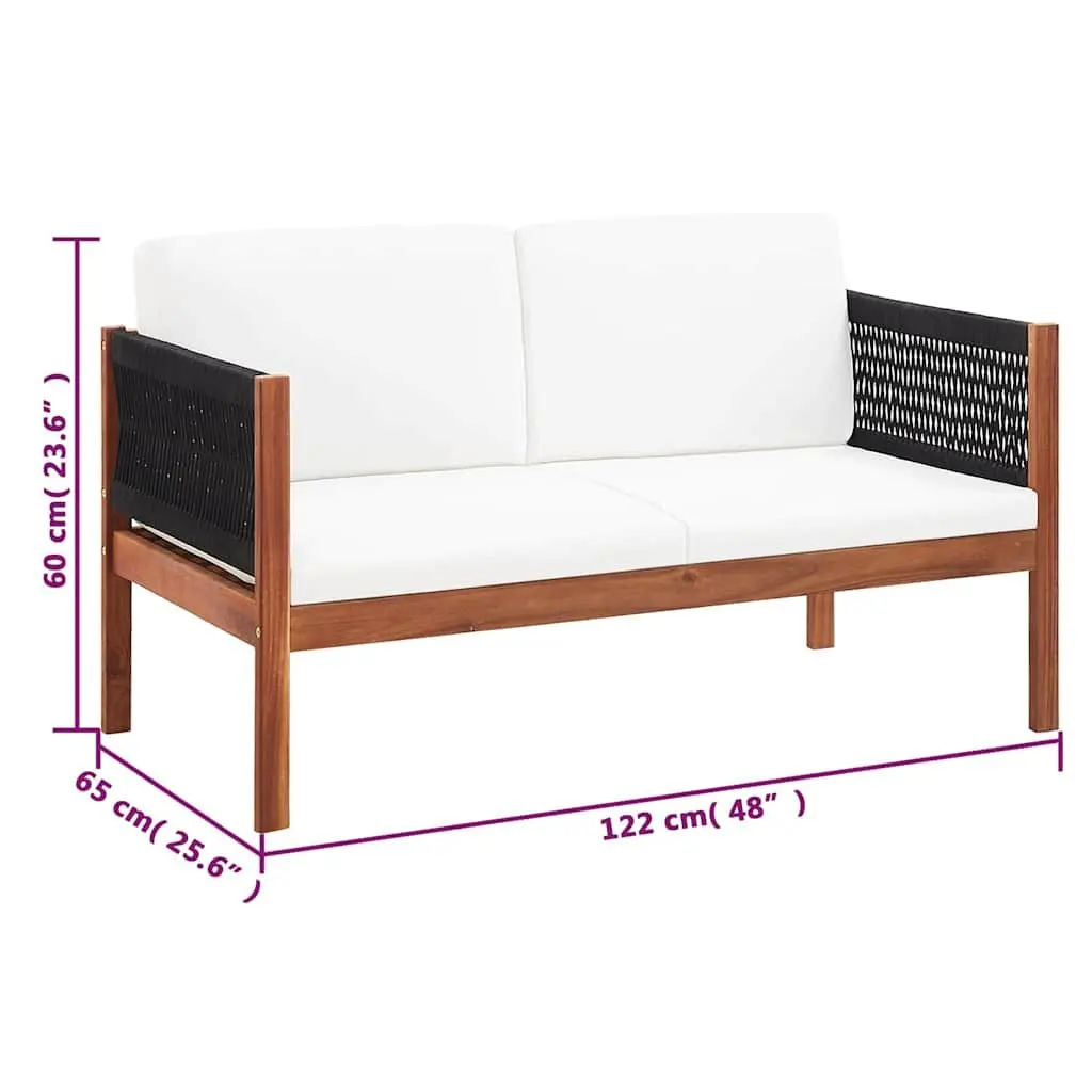4 Piece Garden Lounge Set Acacia Wood Outdoor Furniture Chairs Sofa Coffee Table