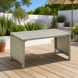 Coffee Table Beige Outdoor Garden Patio Poly Rattan Furniture Accent Leisure