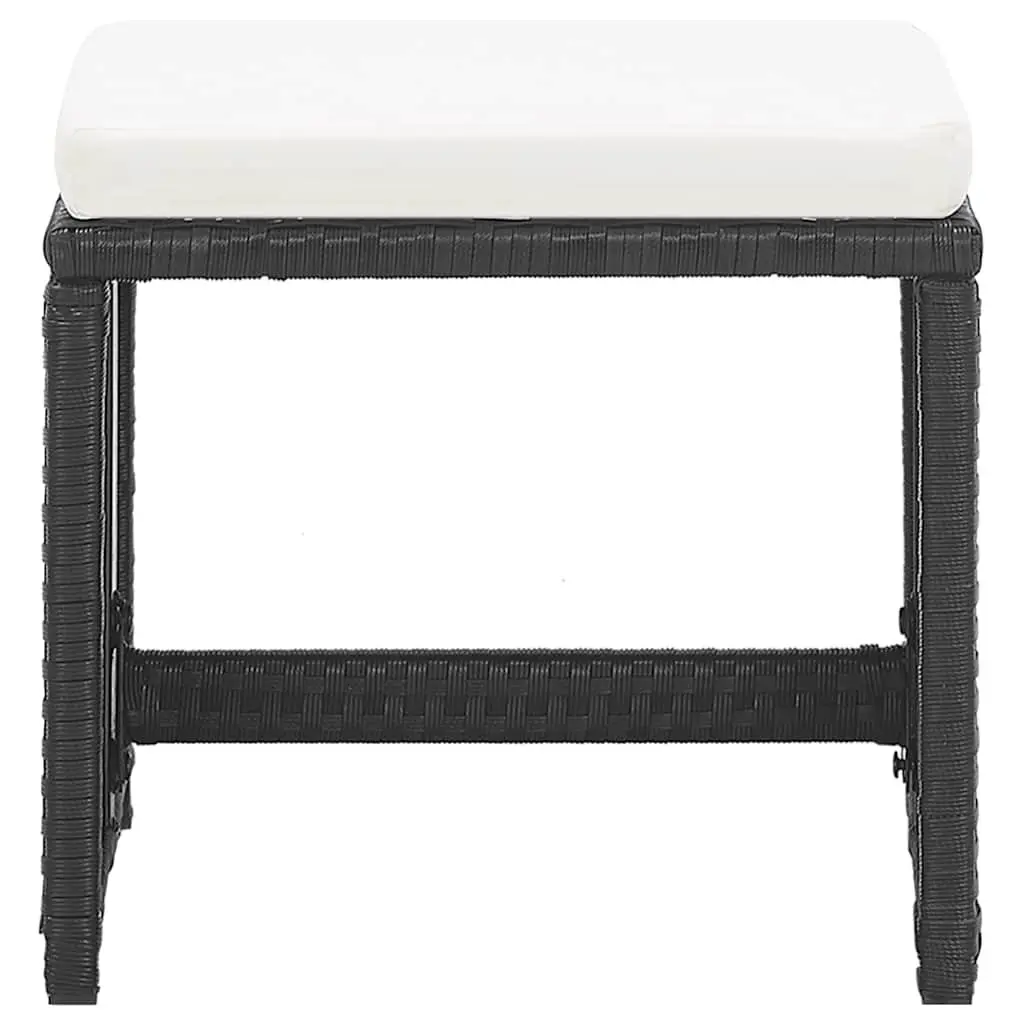 Black Garden Stools Set with Cushions for Outdoors