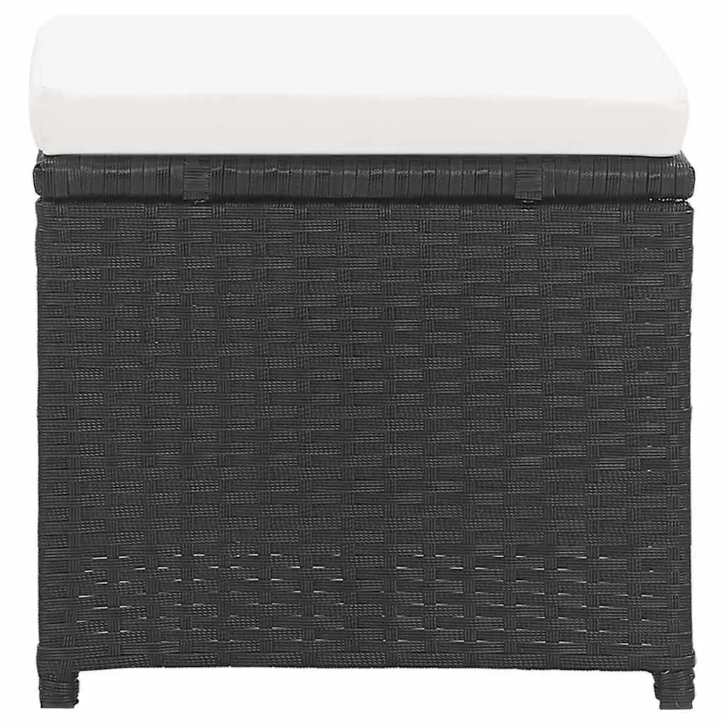 Black Garden Stools Set with Cushions for Outdoors