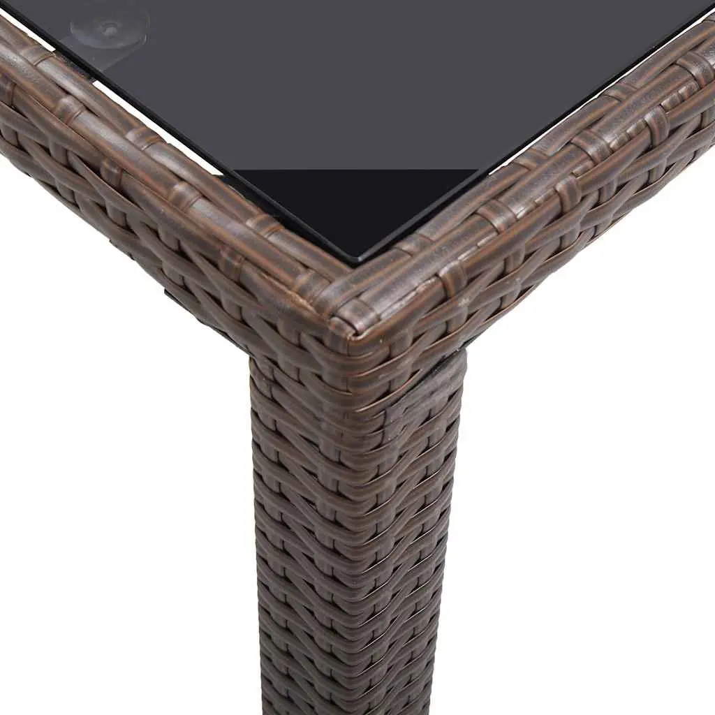 Brown Outdoor Dining Table with Durable Glass Top