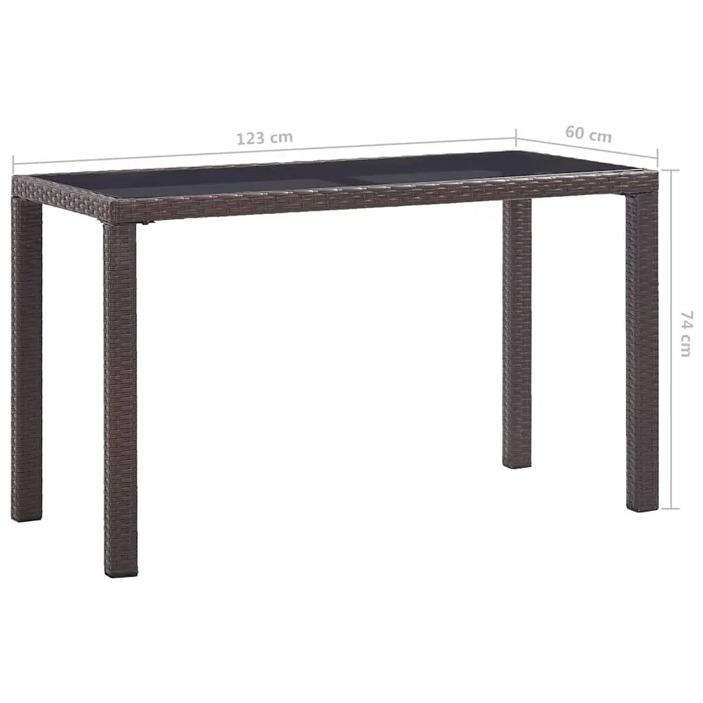 Brown Outdoor Dining Table with Durable Glass Top