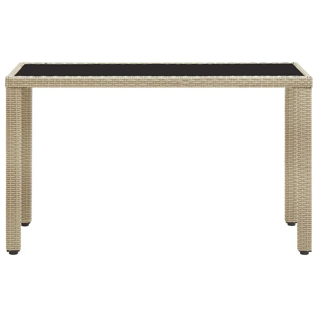 Outdoor Garden Dining Table Beige Poly Rattan Glass Top Patio Furniture