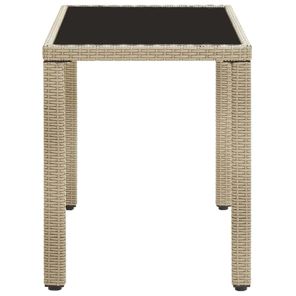 Outdoor Garden Dining Table Beige Poly Rattan Glass Top Patio Furniture