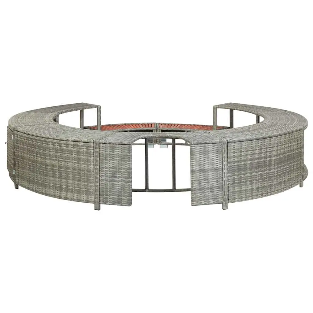 Hot Tub Surround Grey Poly Rattan Spa Accessory Storage Organiser Outdoor