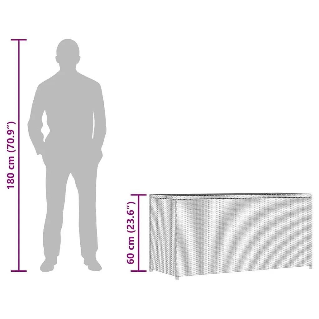 Grey Rattan Garden Storage Box