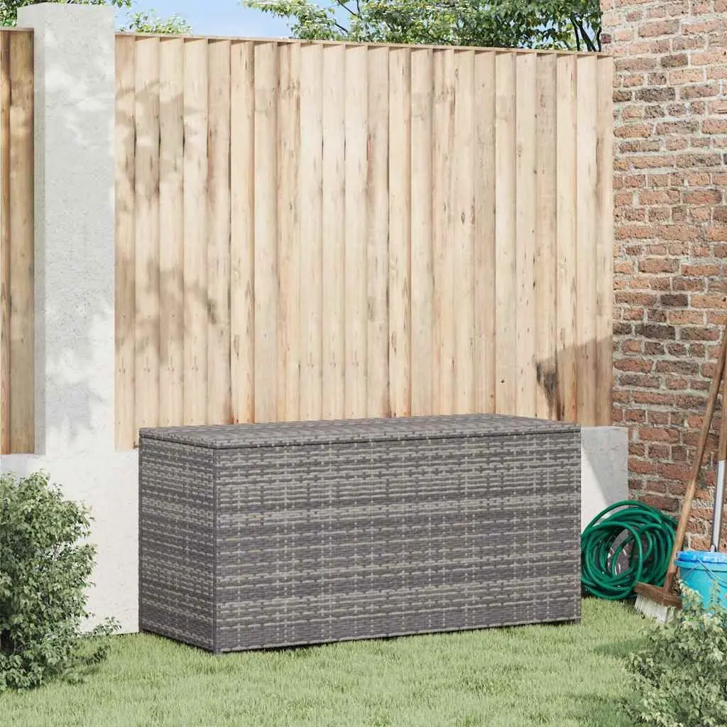 Grey Rattan Garden Storage Box