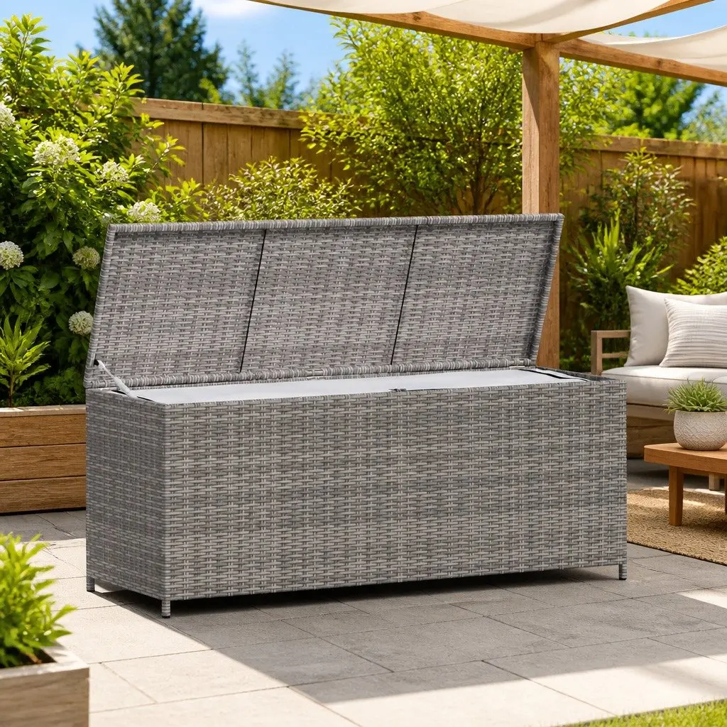 Grey Garden Storage Box with Bench Capacity