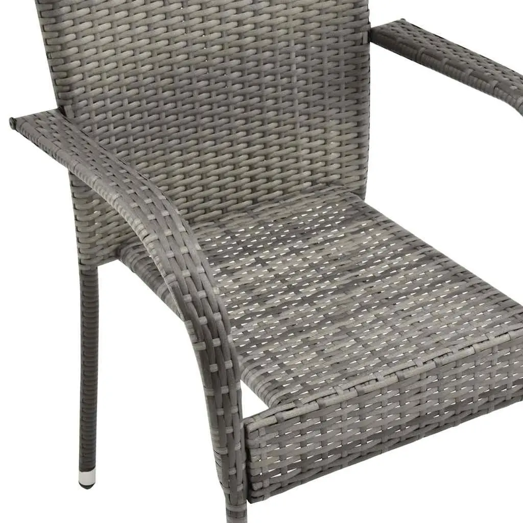 Stackable Outdoor Chairs 2pc Grey Garden Patio Dining Seating Set