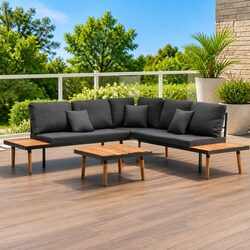 Concise 4-Piece Lounge Set in Grey with Cushions