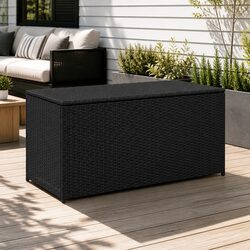 Compact Outdoor Storage Box 100x50x50cm in Black Rattan