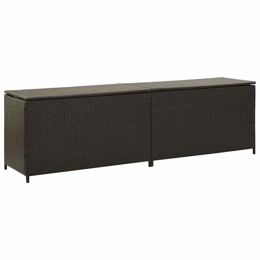 Garden Storage Box Outdoor Poly Rattan Brown 200x50x60 cm Deck Container