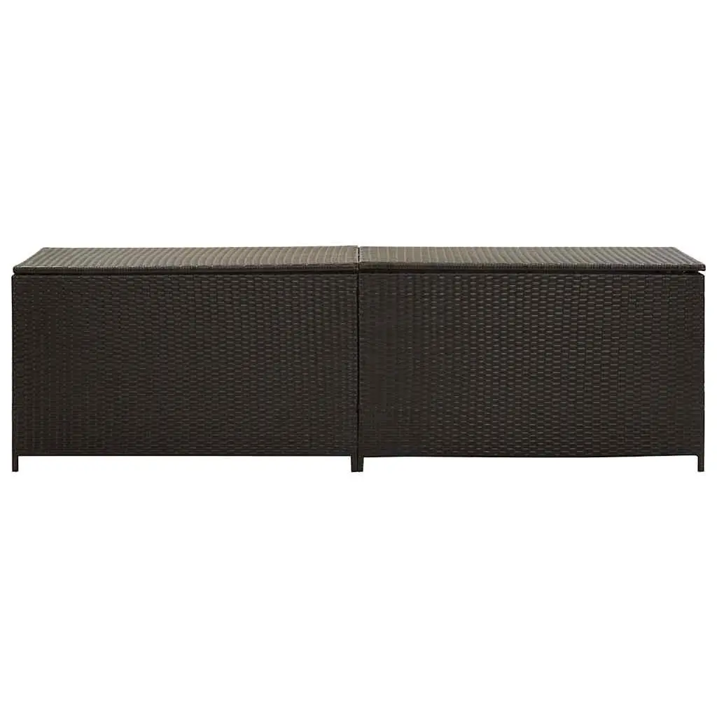 Garden Storage Box Outdoor Poly Rattan Brown 200x50x60 cm Deck Container
