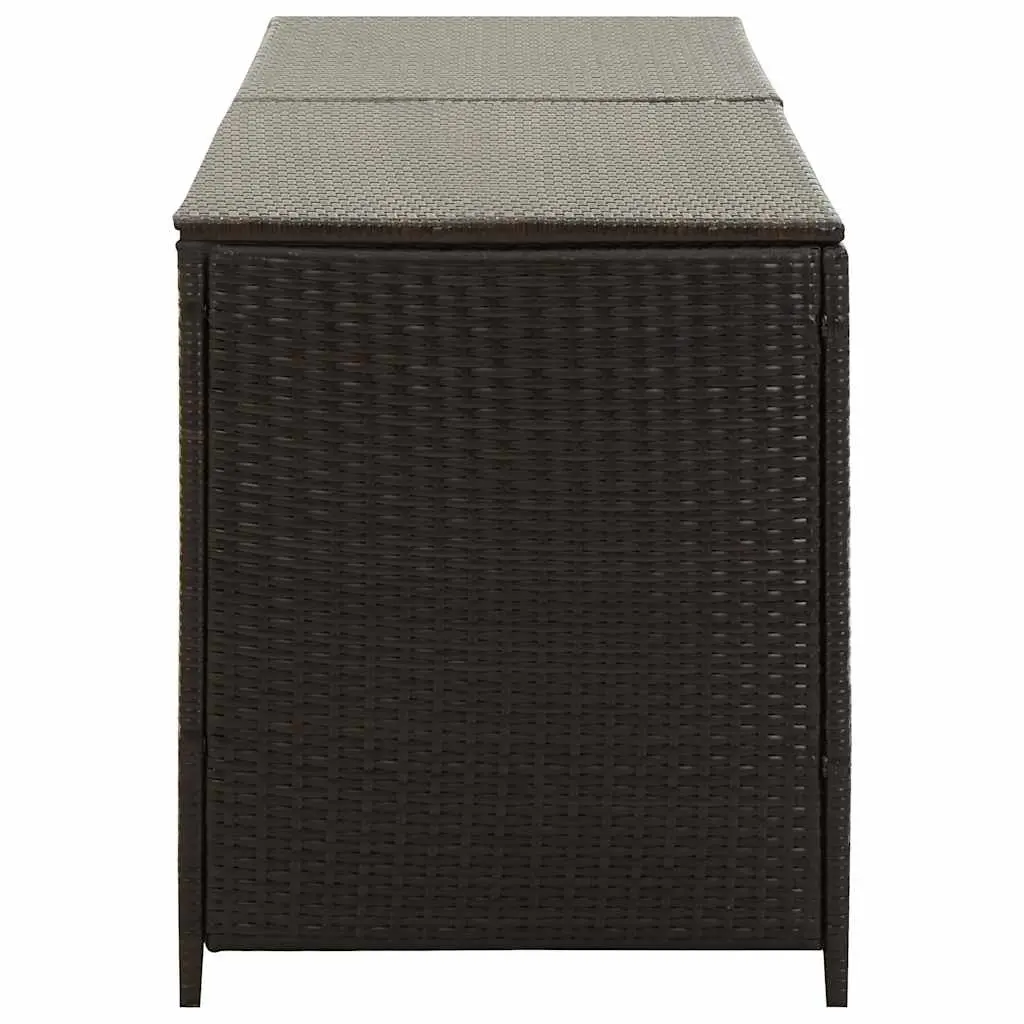 Garden Storage Box Outdoor Poly Rattan Brown 200x50x60 cm Deck Container