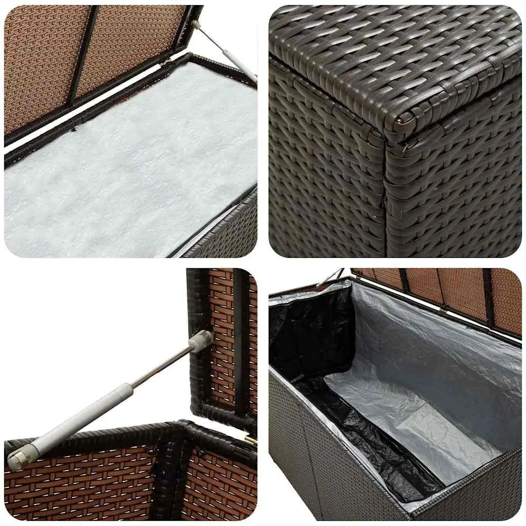 Garden Storage Box Outdoor Poly Rattan Brown 200x50x60 cm Deck Container