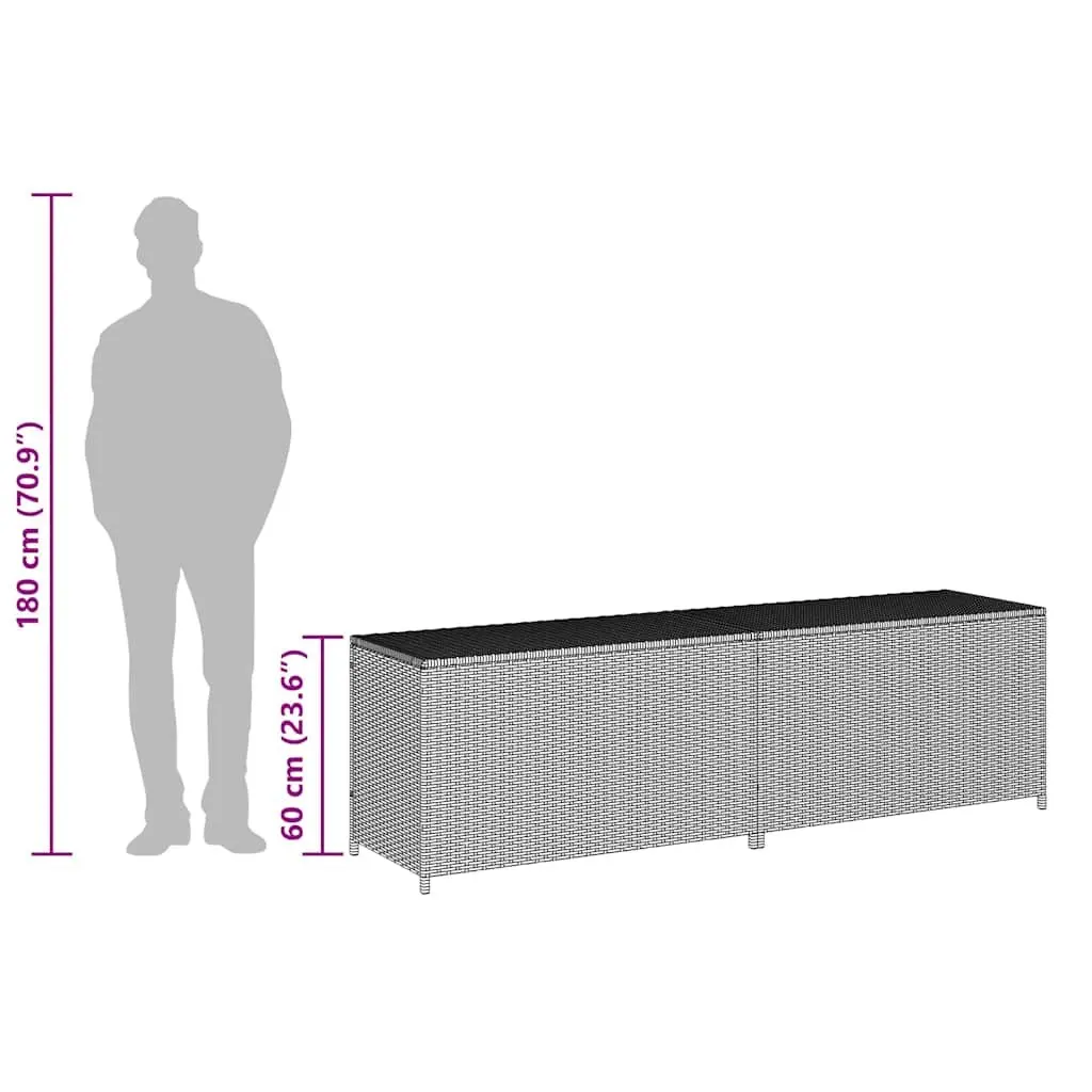 Garden Storage Box Outdoor Poly Rattan Brown 200x50x60 cm Deck Container