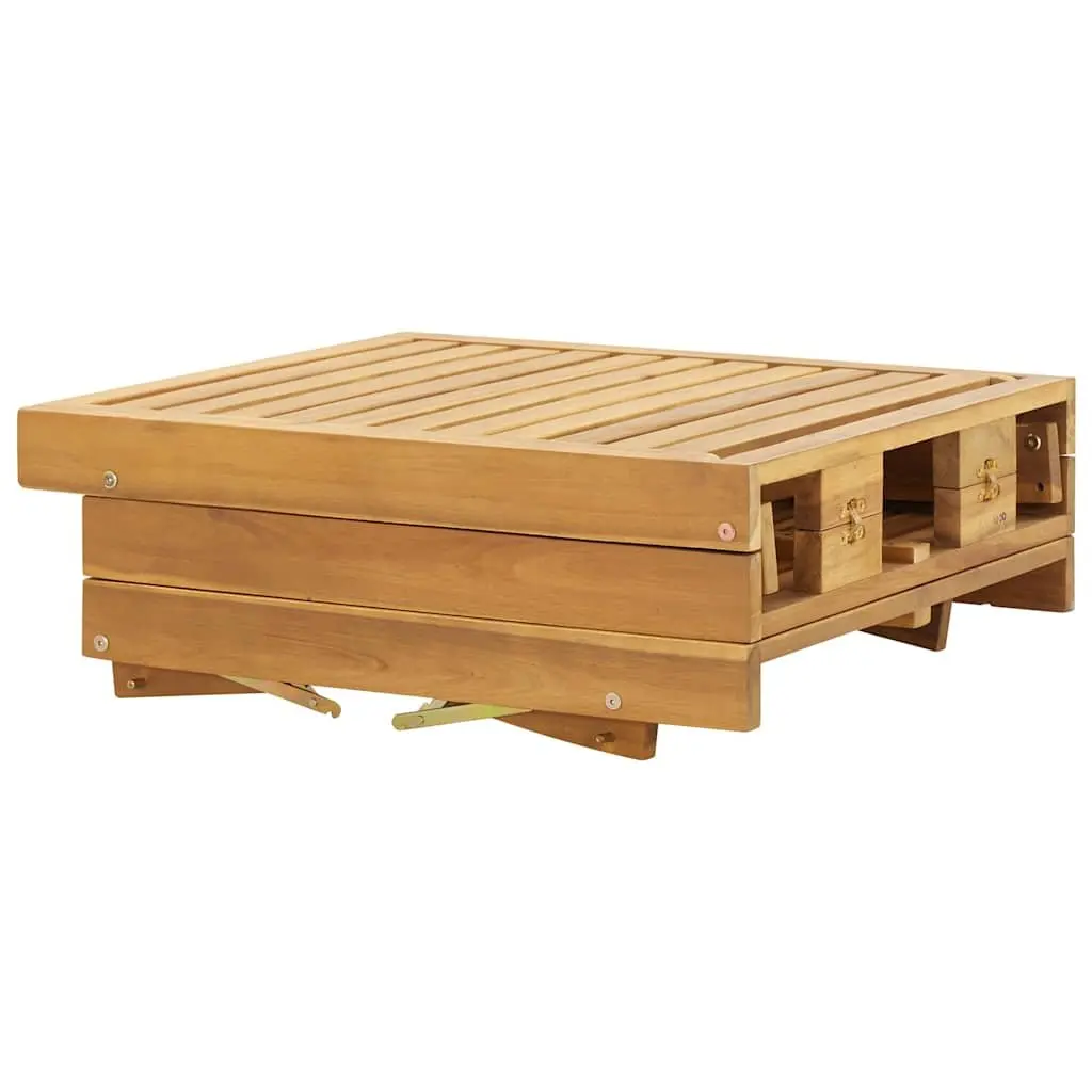 Folding Sun Lounger Solid Wood Outdoor Patio Garden Relaxing Bed with Cushion