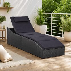 Sun Lounger Recliner Chair Outdoor Sunbed Poly Rattan Garden Patio Furniture