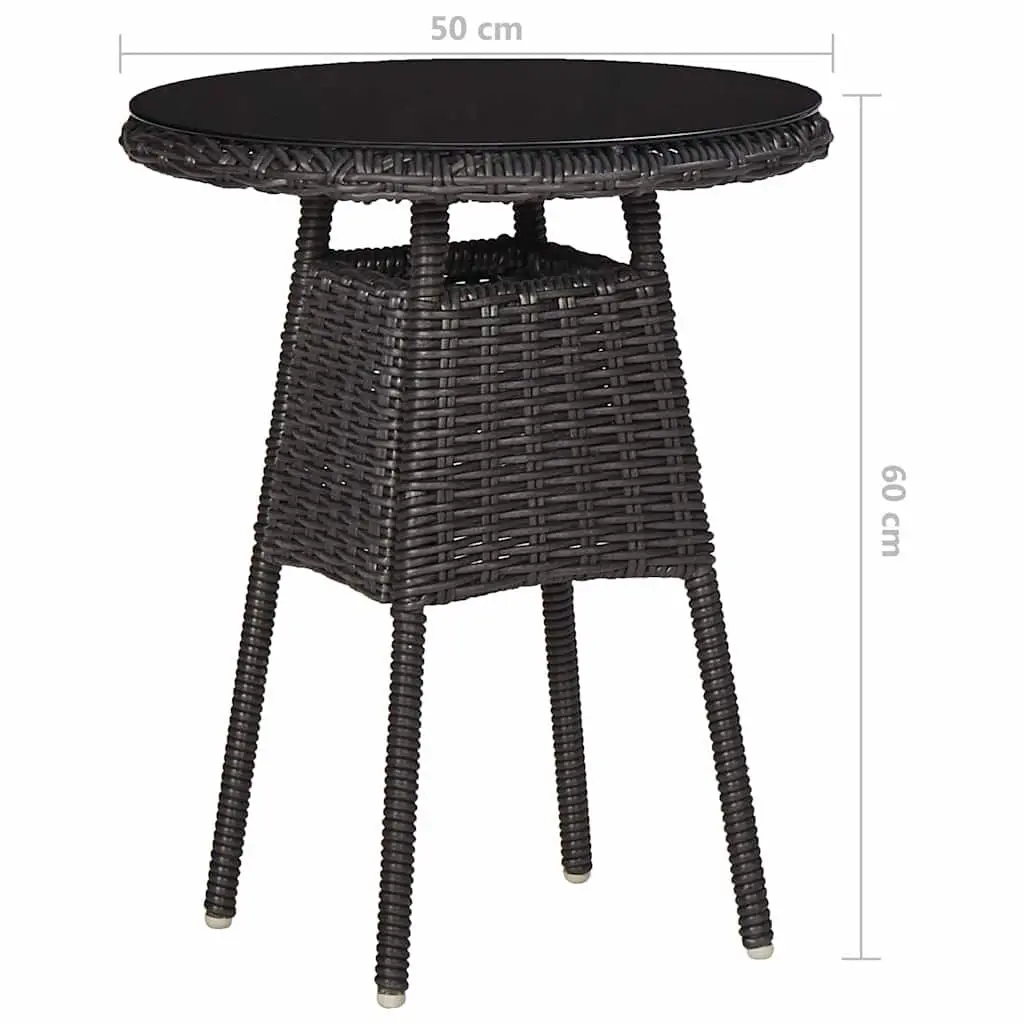 Outdoor Chairs Set Black 2 Piece Poly Rattan Garden Seating with Tea Table