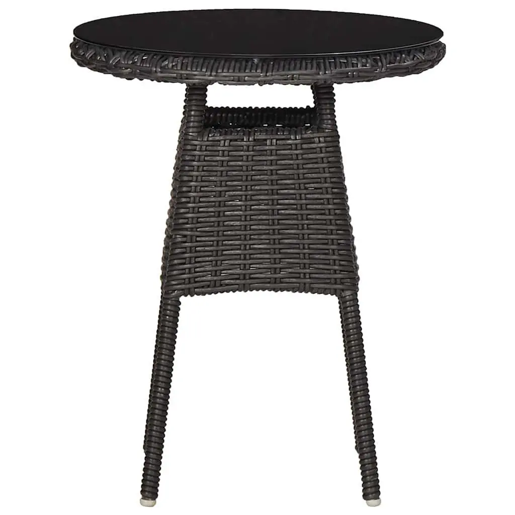 Outdoor Chairs Set Black 2 Piece Poly Rattan Garden Seating with Tea Table