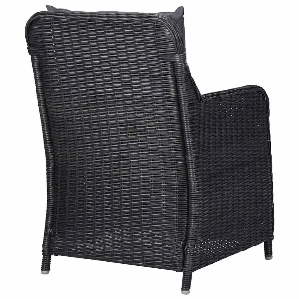 Outdoor Chairs Set Black 2 Piece Poly Rattan Garden Seating with Tea Table