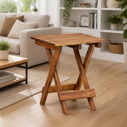 Folding Acacia Wood Plant Stand 30x30x38 cm