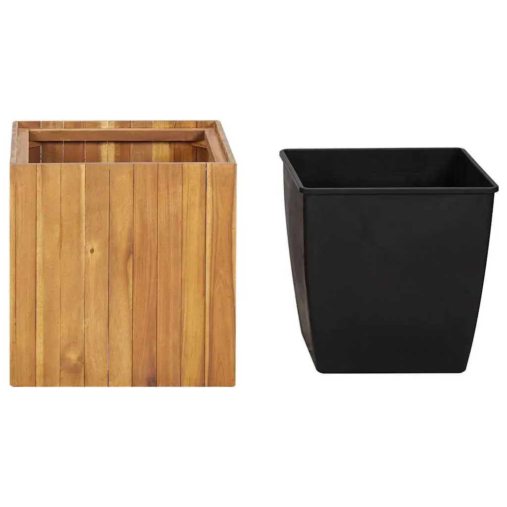 Garden Raised Bed Pot Brown 43.5x43.5x44 cm Solid Acacia Wood Planter Box