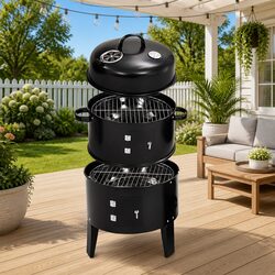 3-in-1 Charcoal Smoker BBQ Grill