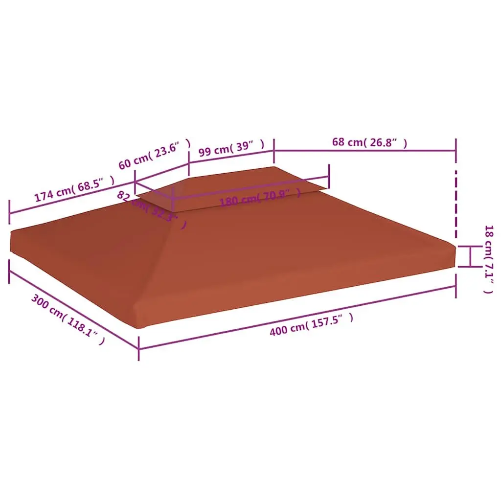 2-Tier Gazebo Top Cover Brown 4x3 m Waterproof Replacement Canopy