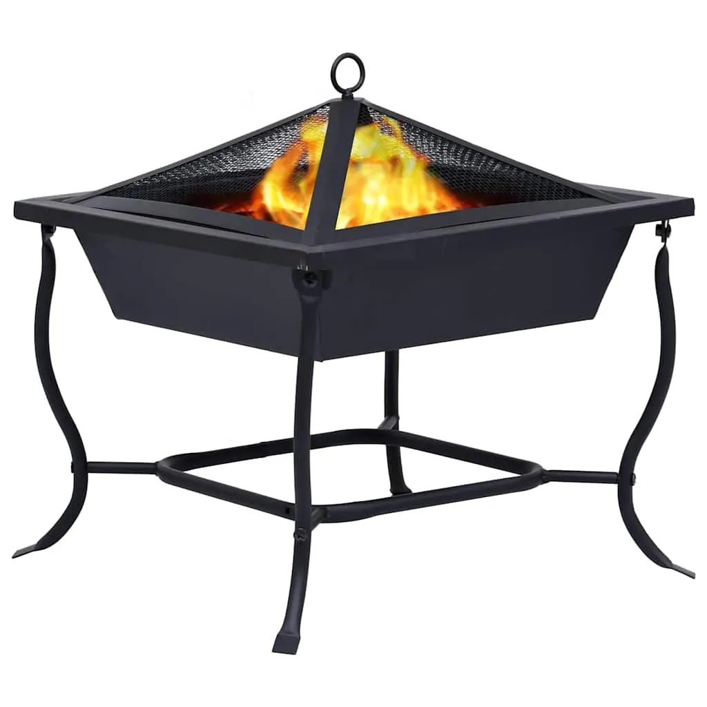 Fire Pit Black Steel Bowl Outdoor Heater Garden Patio Decor