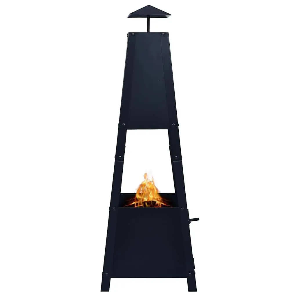 Fire Pit Black Pyramid Garden Outdoor Patio Heater Steel Bowl Fireplace