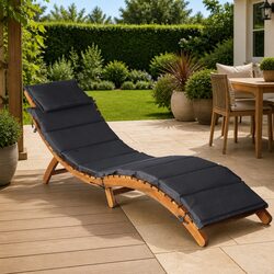 Concise Acacia Wood Folding Sun Lounger with Cushion