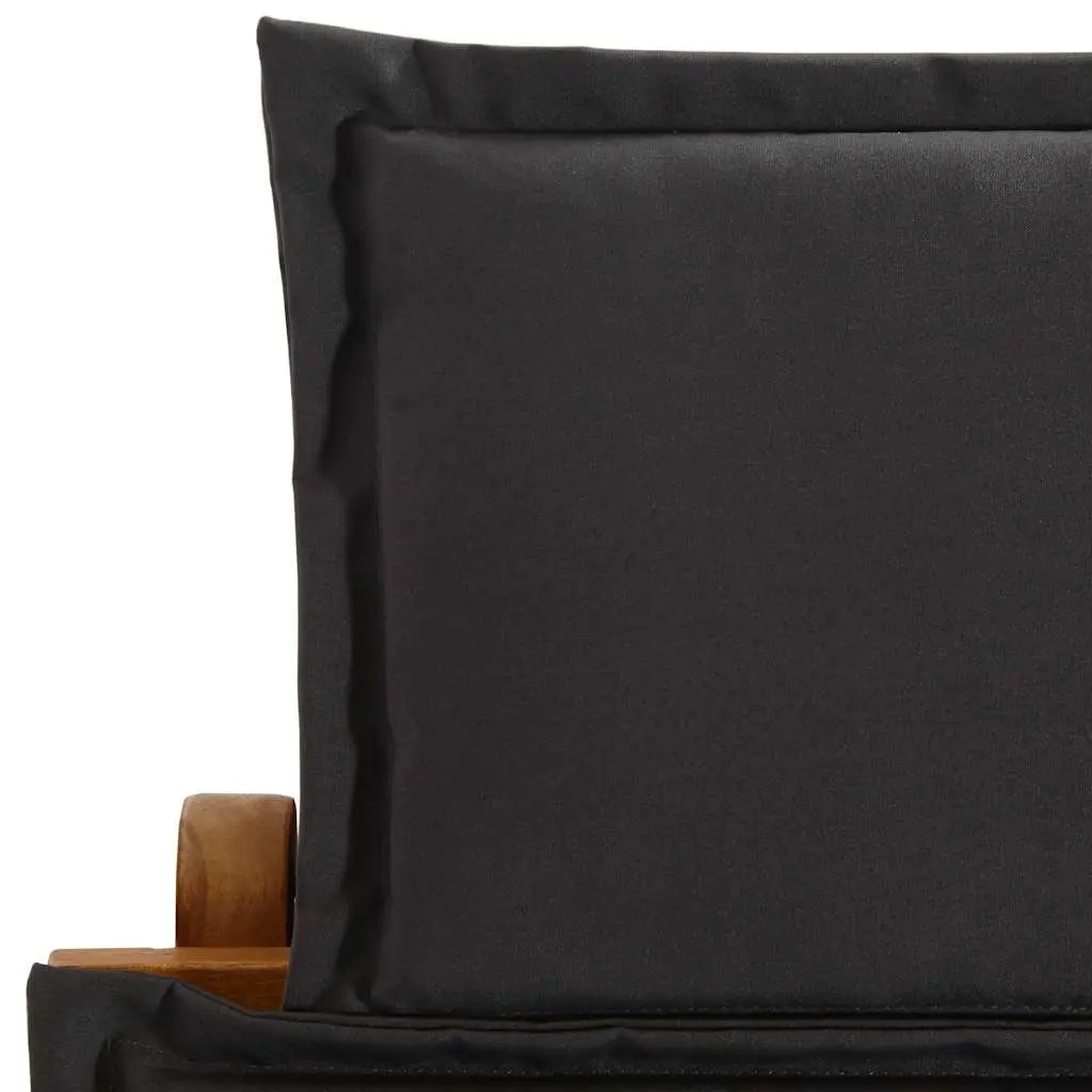 Sun Lounger Grey Folding Acacia Wood Garden Patio Chair with Cushion