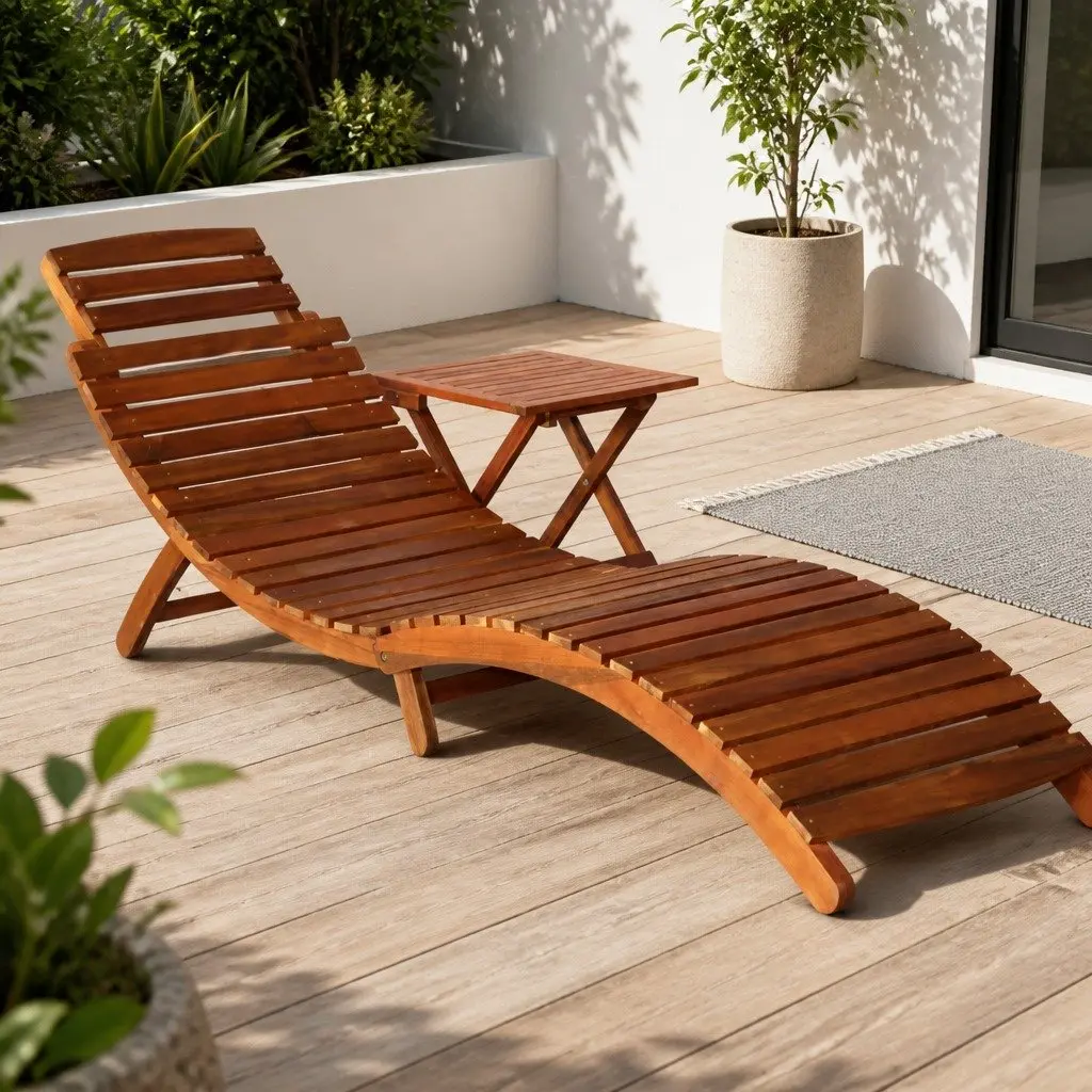 Sun Lounger with Side Table for Easy Relaxation
