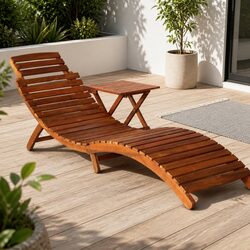 Compact Sun Lounger with Side Table for Easy Relaxation