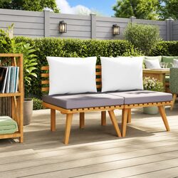 Compact Garden Chair with Cushions in Solid Acacia Wood