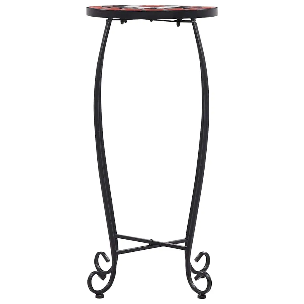 Mosaic Table Set Brown 3 Piece Ceramic Top Iron Frame Garden Balcony Patio