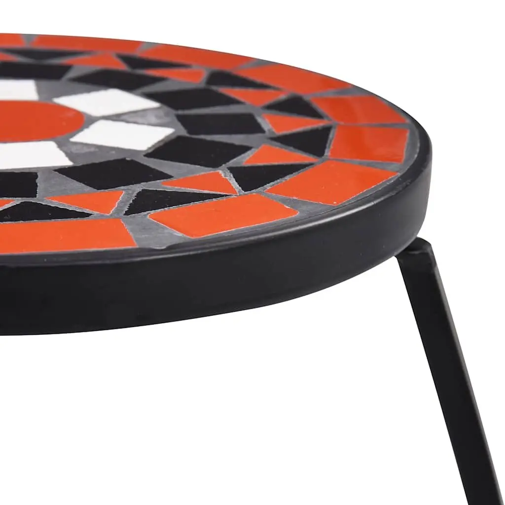 Mosaic Table Set Brown 3 Piece Ceramic Top Iron Frame Garden Balcony Patio