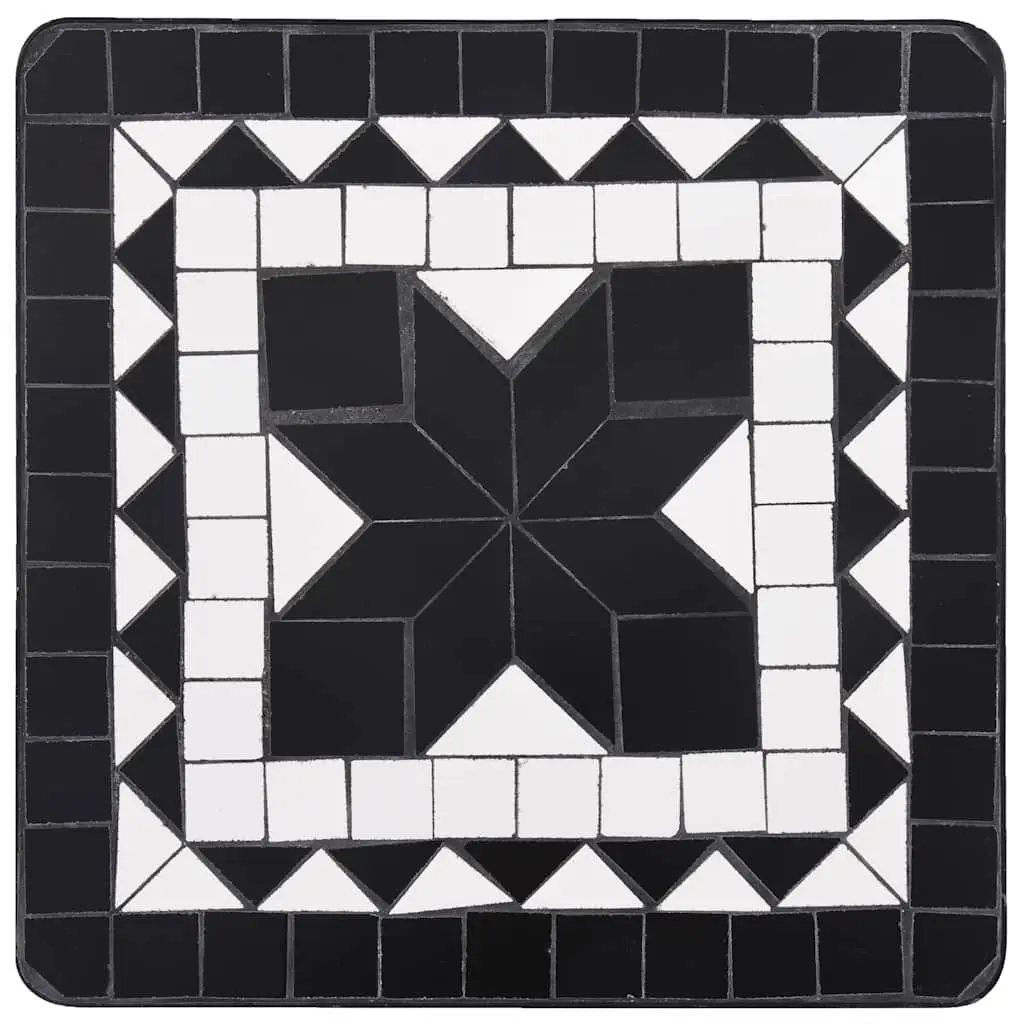 Outdoor Mosaic Table Ceramic Black White Weatherproof Curved Legs Garden Plant Stand