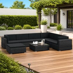 Concise 8 Piece Lounge Set for Outdoor Enjoyment